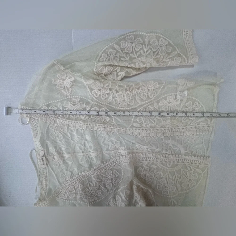 Rebellion Again Mesh & Floral Embroidery Open Cardigan Bed Jacket L - Picture 7 of 8